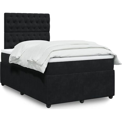 Boxspringbett mit Matratze Schwarz 120x200 cm Samt