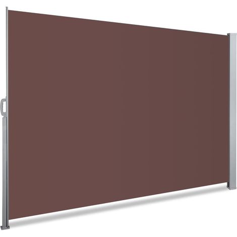 Store Latéral Vertical Paravent Rétractable Protection Solaire 140x300cm Auvent Rétractable avec Housse de Protection Brise Vue Rétractable pour Balcon, Jardin, Terrasse Marron Foncé (1/5)