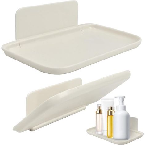Estantes de pared plegables - Autoadhesivos - Blancos - 2 unidades (1/5)