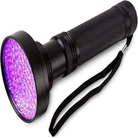 Lampe torche UV puissante à 100 LED, lampe torche UV à lumière noire, lampe torche UV, détecteur UV de résine d'urine animale (1/4)