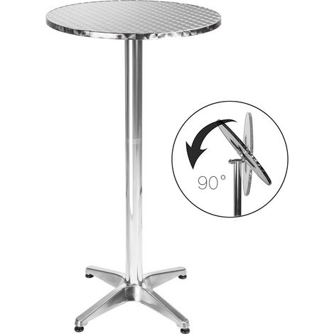 Tavolino Bar Bistrot Alto Pieghevole Alluminio Rotondo 60x110cm Tavolo Esterno