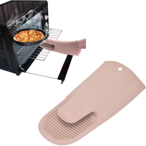 Gant long en silicone, épais pour une utilisation au four et au micro-ondes, résistant à la chaleur, pour manipuler les bols et les assiettes. Rose nordique. (1/5)