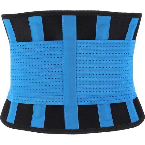 Sangle lombaire respirante et chauffante, ceinture abdominale ajustable douce, support dos et taille, bleu, taille S (1/5)