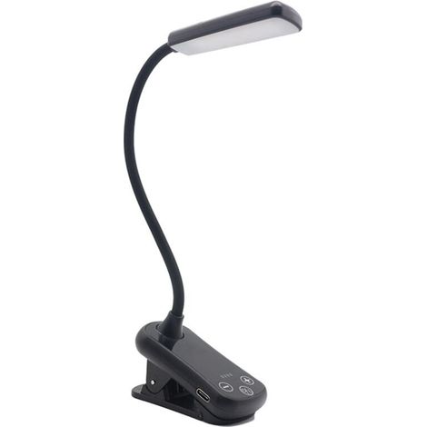 Lampada da lettura a LED ricaricabile tramite USB, 3 colori, 8 livelli di luminosità, clip da scrivania portatile (1/4)