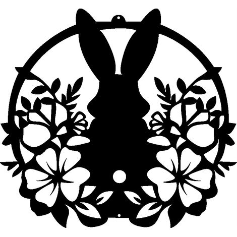 J22 Osterhasen-Ausschnitt für Fensterdekoration, Frühlingsdekoration, Schwarz
