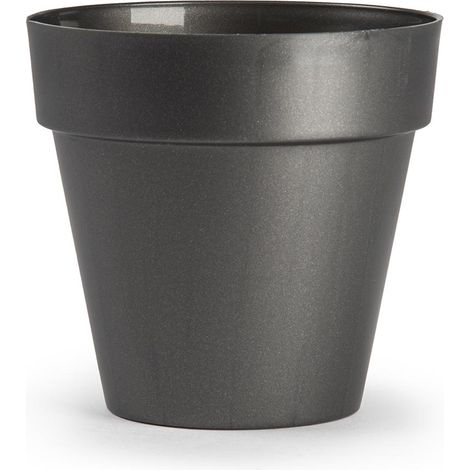 Macetero clasico rendondo de plastico 16 cm Negro (1/4)