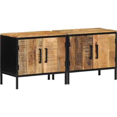 Cabinet de chevet 2 pcs-Lot de 2 Table de nuit-Table de chevet Marron et Noir 50 x 30 x 45 cm (1/5)