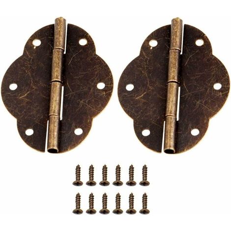 5 PCS Antiquités Charnières rétro avec 12 vis pour Vintage Boîte en bois Boîte à outils Cabinet Armoire Bijoux Coffre Antique Bronze Iron 56x42mm (1/4)