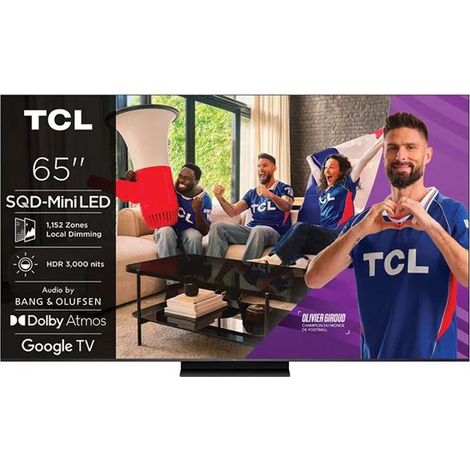 TV 65 pouces TCL 65C7L Mini LED 4K QLED Smart TV Google TV 144 Hz noir