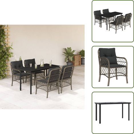 Cuscini da seduta - vidaXL Set da Pranzo da Giardino 5 pz con Cuscini in Polyrattan Grigio - Cuscini sfoderabili