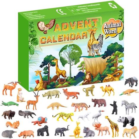 Adventskalender med djurfigurer till julen 2025, 24-dagars nedräkningskalender med figurer, julklappar till pojkar och flickor 35 35 35 35 (1/5)