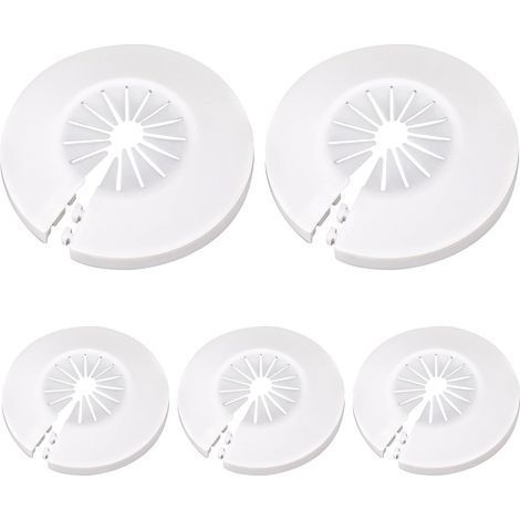 Lot de 5 cache-tuyaux d'eau décoratifs, plaques de recouvrement pour tuyaux d'évacuation, rosaces en plastique PP pour radiateurs (14-45 mm / 0,55-1,77 pouce) (1/5)