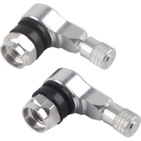 2 pièces Embouts de valve de pneu moto universels en aluminium 11,3 mm, 90 degrés, argentés (1/5)