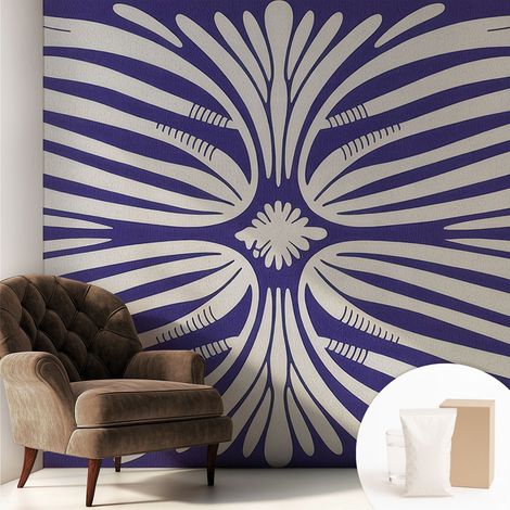 Papier peint intissé mural avec colle pour salon et chambre Décoration murale rapide - Colle incluse gratuite Symétrie florale 250x250 cm (1/5)