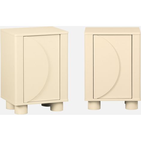 Mesita de noche efecto madera de mango con 1 puerta reversible, set de 2