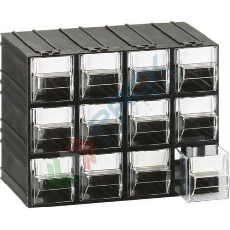 Cassettiera modulare "T/A1" con 12 cassetti - Trasparente - Mobil Plastic