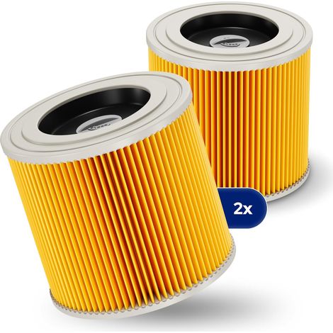 Lot de 2 filtres à cartouche + 2 vis de fermeture supplémentaires - Pour aspirateur Kärcher WD3 Premium WD2 WD3 WD 3 MV3 WD 3 P - Kit d'extension remplace 6.414-552.0, 6.414-772.0