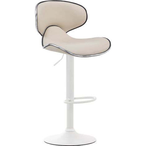 Sgabello da bar x1 sedute moderne con linee ondulate in PVC color crema base a tromba in metallo bianco 100005673