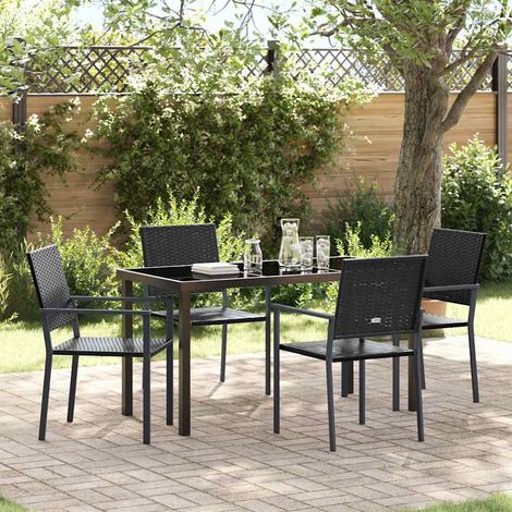 Conjunto de Comedor de Jardín 5 pcs Negro Ratán sintético vidaXL (1/5)