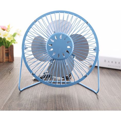 4-Zoll-Mini-Tischventilator, USB-aufladbar, Metall, kleiner persönlicher Ventilator, Blau (1/4)