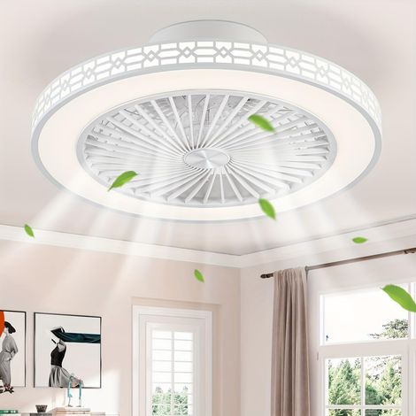 Ventilateur Plafond 48cm Ultrafin Moderne Plafonnier Ventilateur 3 Couleurs Réglables 6 Vitesses Ventilateur de Plafond Réversible avec Minuterie et Mémoire Ventilateurs Silencieux Plafond Blanc (1/5)