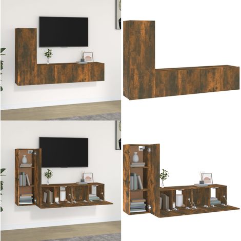 Ensemble de meubles TV 3 pcs Chêne fumé Bois d'ingénierie - Ensemble de meubles - Bois d'ingénierie (1/5)