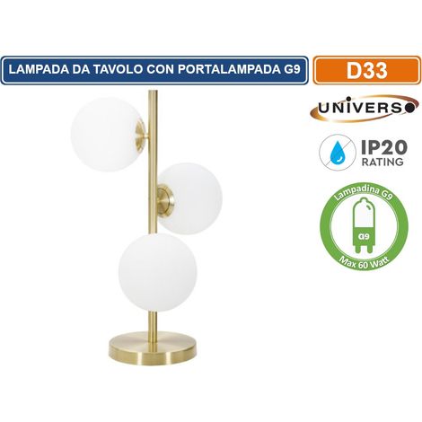 Lampada da tavolo oro con sfere bolle in vetro bianco luce scrivania comodino design moderno (1/7)