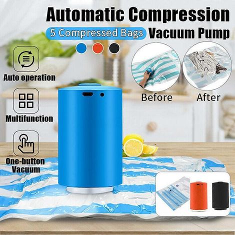Mini pompe à vide électrique portable avec 5 sacs de rangement, rechargeable par USB, pompe à vide automatique pour usage domestique, compatible avec le rangement à domicile. (1/5)