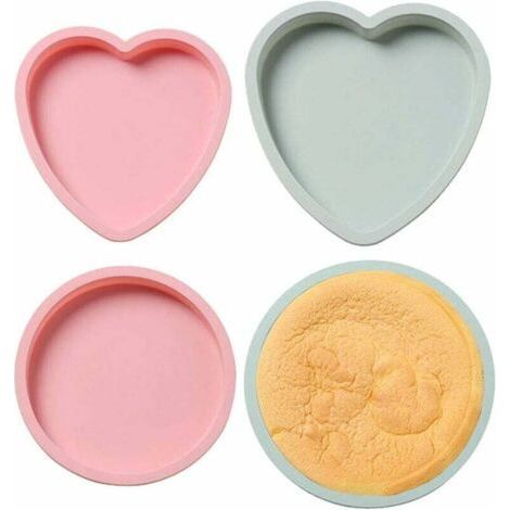 Round SiliCone Cake Mold, 4 Pieces Round Colored SiliCone Mold, Round SiliCone Oven Mold, for Baking, Cake and Cheese Making (Grey and Pink)-Fe (1/4)