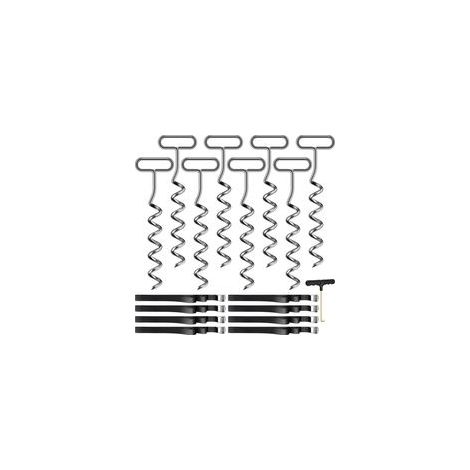 Lot de 8 ancrages au Sol pour Trampoline avec Sangle réglable - Ancrage au Sol pour Trampoline, balançoire, pavillon