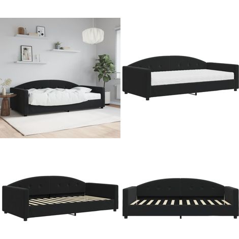 Tagesbett mit Matratze Schwarz 100x200 cm Samt - Schlafsofa - Matratze (1/5)