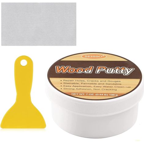 Mastic À Bois Blanc 200G, Kit de Réparation de Meubles en Bois  Pour Combler Les Trous, Les Fissures, Réparer Les Rayures Du Bois, Les Dommages (1/5)