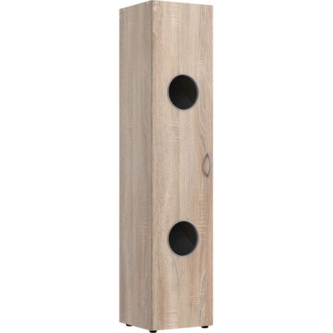 Armoire à linge avec 2 tablettes coloris Imitation chêne - longueur 40 x hauteur 185 x profondeur 40 cm (1/2)