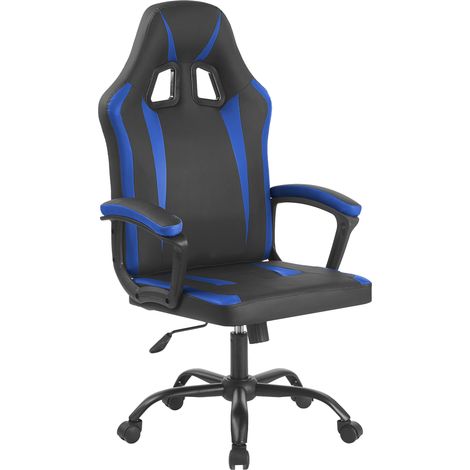 Sedia Gaming Adulto Professionale SimilPelle Reclinabile Con Braccioli Poltrona Ufficio Regolabile in Altezza Pistone Gas Gamer Portata 150 Kg Blu (1/5)