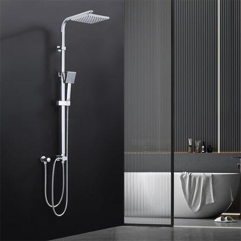 [JAMAIS UTILISÉ] Colonne de Douche sans robinetterie - OHPA - Pas besoin de percer une deuxième fois,Hauteur/Angulaire réglable Ensemble Douche Murale avec,Douchette à main et Pommeau de Douche Carrée