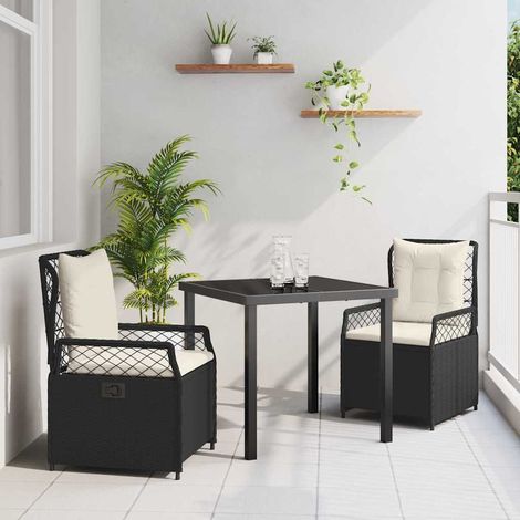 Conjunto de Comedor de Jardín 3 pcs Negro ratán sintético vidaXL (1/5)
