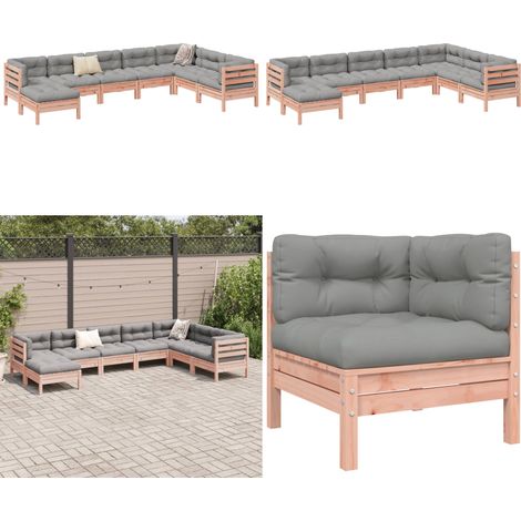 Set Divani da Giardino 8 pz con Cuscini Massello Abete Douglas - Divano angolare - Divano centrale