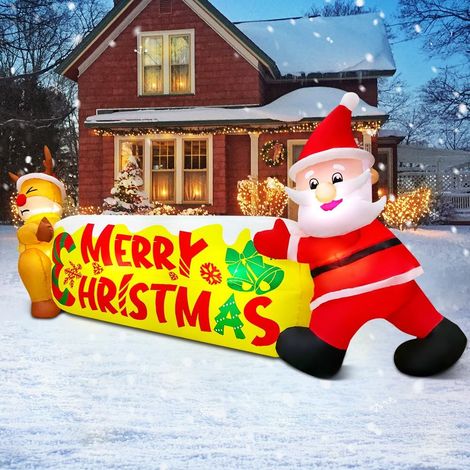 GYMAX Décorations de Noël, Père Noël Gonflable 100 cm Suspendu sur