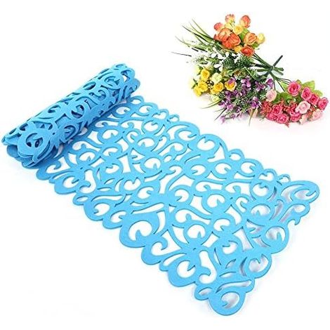 Posavasos de fieltro con diseño geométrico creativo, posavasos largos, absorbentes y sencillos (azul cielo, 29 x 102 cm)