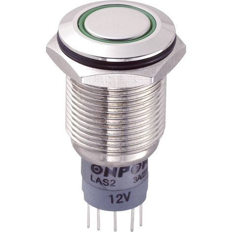 TRU COMPONENTS 701870 LAS2GQF-11E/G/12V/N/P Pulsante antivandalo 250 V/AC 3 A 1 x On / (On) Momentaneo Verde IP67 1 pz. (1/2)