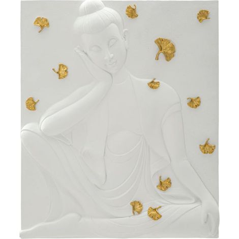 Pannello decorativo da parete in resina bianca, 46x5,7x55,5 cm – Buddha (1/5)