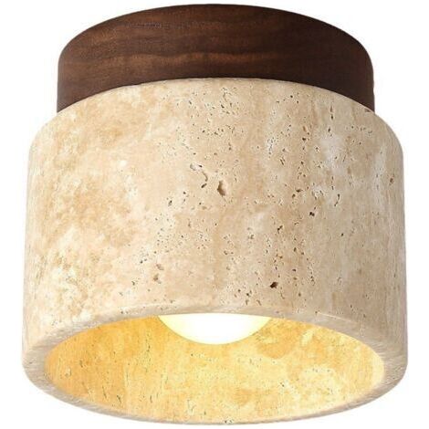 Plafonnier en verre vintage semi-encastré Abat-jour en marbre Pour couloirs et salons Lumière tricolore LED Diamètre 12 cm, Hauteur 10 cm (1/3)