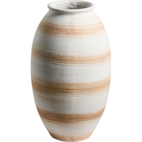 Flower Vase Off-White Fibre Clay Painted Indoor and Outdoor Round Shape Modern Design Living Room ZERVATA