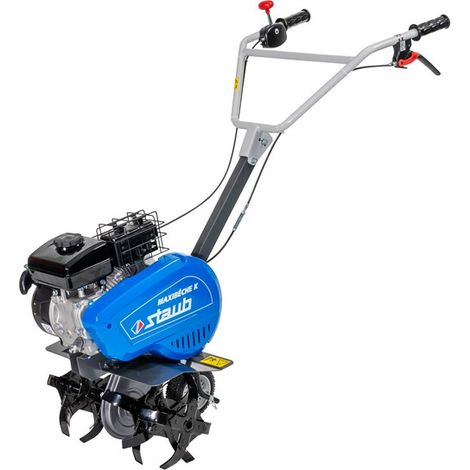 Motobineuse thermique MAXIBECHE – Moteur 80 cm³ – Puissance 1.7 kW – Largeur de travail 22 à 45 cm – 3 fraises – Guidon réglable – Staub