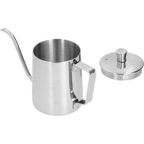 350-ml-Kaffeekessel aus Edelstahl mit PTFE-Deckel – Ausgießkanne für Zuhause und Büro, Edelstahlfarbe (1/5)