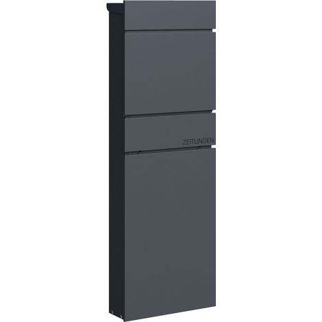 Relaxdays Standbriefkasten, mit Zeitungsfach, HxBxT: 111 x 39,5 x 14 cm, wetterfest, 2 Schlüssel, Postkasten, anthrazit