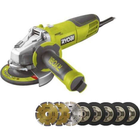 Pack RYOBI Smerigliatrice angolare 800W 125mm - 8 dischi diamantati e da taglio