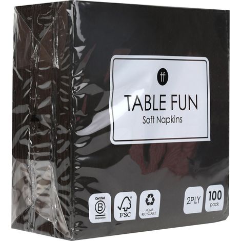 Lot de 100 serviettes en papier noir doux, serviettes de fête jetables pour anniversaire, Noël, mariages, restauration, vaisselle, fabriquées dans l'UE, 2 plis 33 cm (1/5)