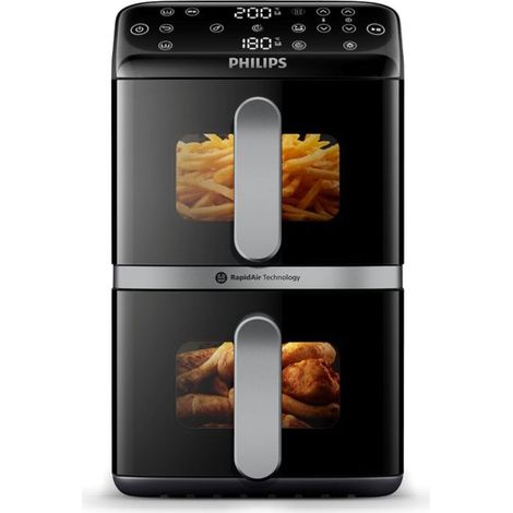 Friteuse sans huile PHILIPS - Airfryer Série 4000 Vertical Duo NA461/00 - Capacité 10 L - Double cuve - 2750W