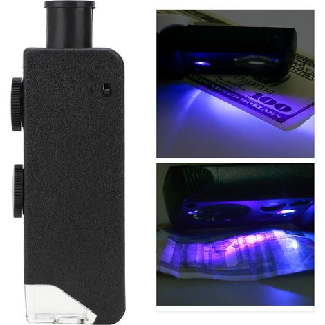 Loupe de poche portable à LED réglable 60-100X pour l'observation (1/5)